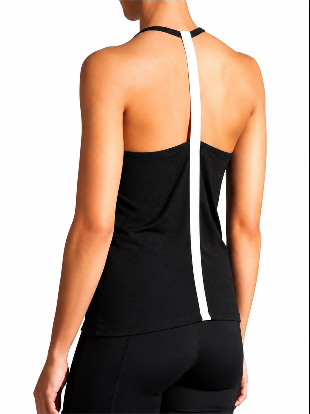 Athleta Women’s Mesh Racerback Tank Top Black with White Stripe Size Small